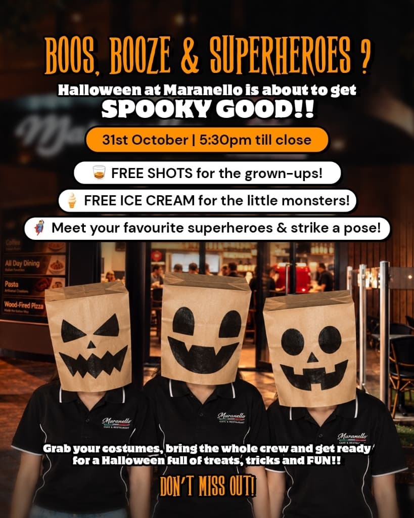 Halloween at Maranello - Boos, Booze & Superheroes Event Flyer